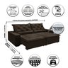 Sofá Sevilha 2,32 m Retrátil, Reclinável SUEDE Marrom - 3