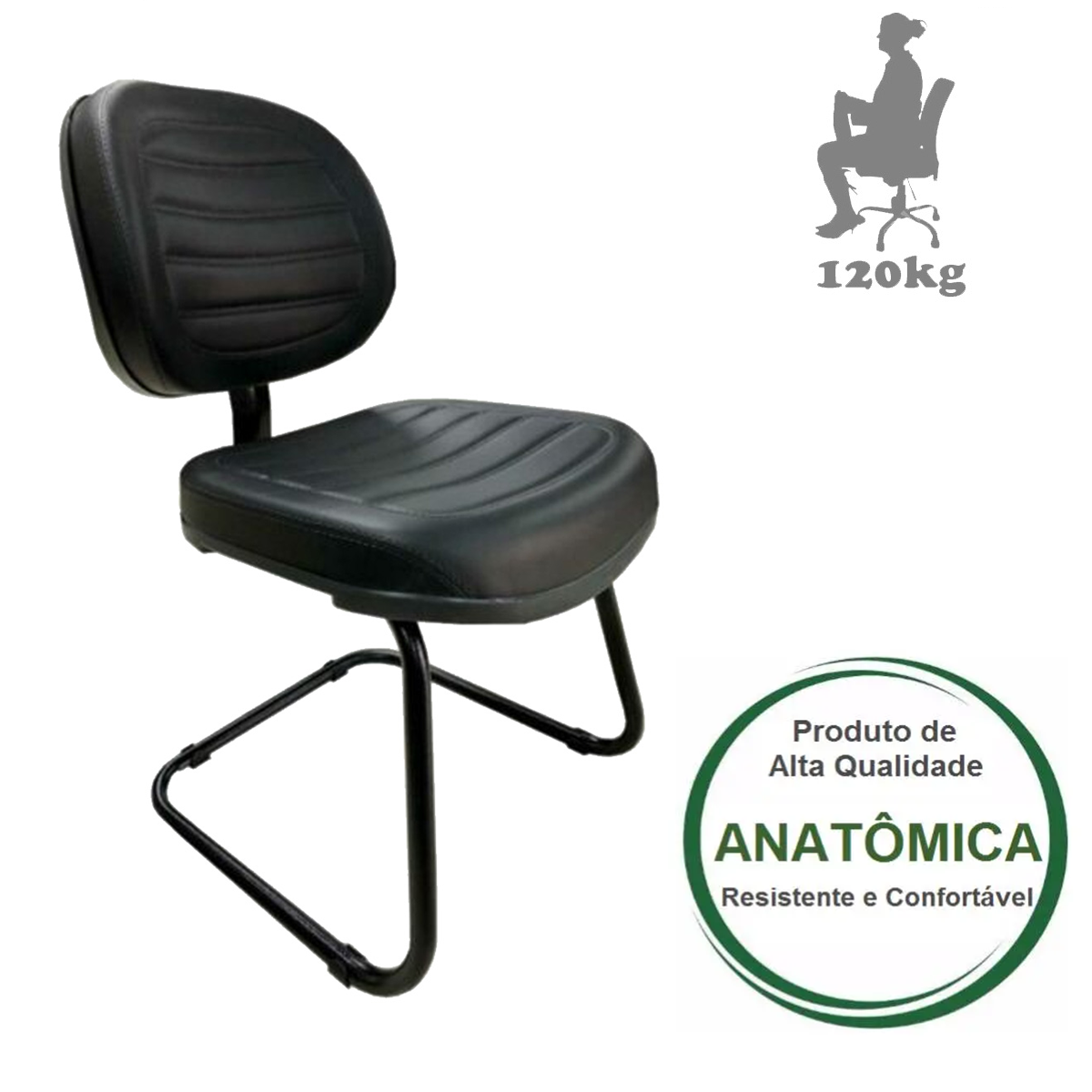 Kit de Cadeiras Presidente Baixa Costurada Giratória Braço Corsa + Cadeira Executiva Costurada Fixa - 4