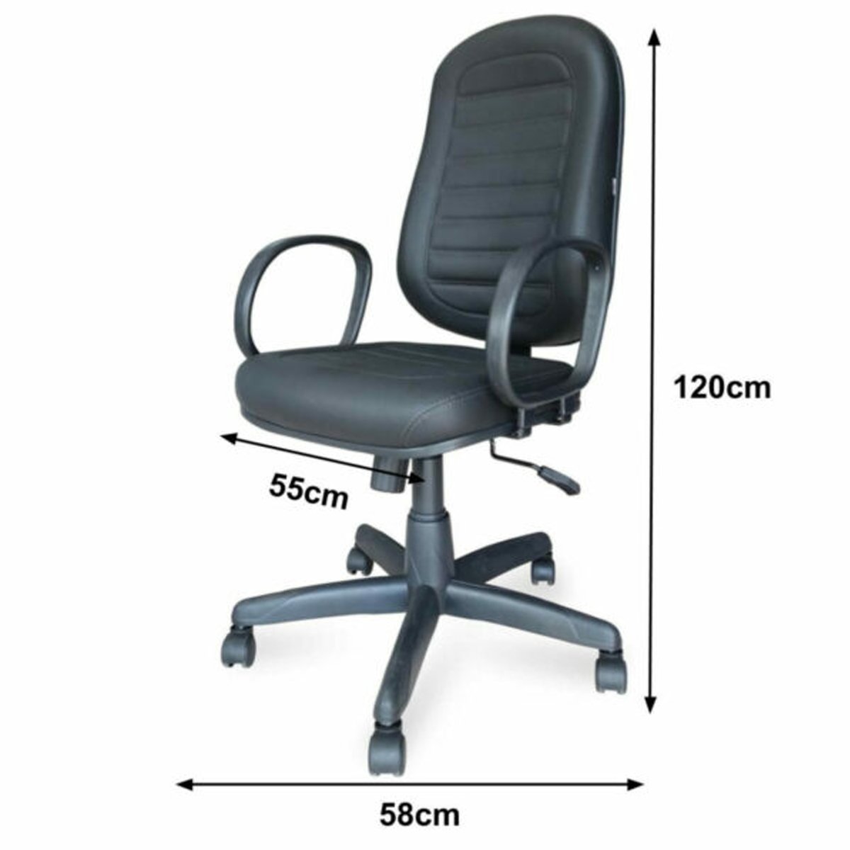 Kit de Cadeiras Presidente Baixa Costurada Giratória Braço Corsa + Cadeira Executiva Costurada Fixa - 3