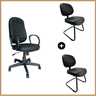 Kit de Cadeiras Presidente Baixa Costurada Giratória Braço Corsa + Cadeira Executiva Costurada Fixa - 2