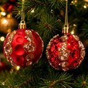 Ver imagem 4 de Bola Vermelha Decoração Árvore Natal Enfeite 6cm Kit 24PÇS