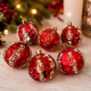 Ver imagem 1 de Bola Vermelha Decoração Árvore Natal Enfeite 6cm Kit 24PÇS