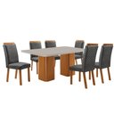 Ver imagem 1 de Mesa de Jantar Eloise 180cm Tampo MDF Vidro Canto Copo com 6 Cadeiras Lorena Moderna Mobília