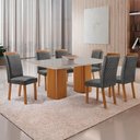 Ver imagem 7 de Mesa de Jantar Eloise 180cm Tampo MDF Vidro Canto Copo com 6 Cadeiras Lorena Moderna Mobília