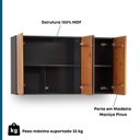 Ver imagem 2 de Armário Aéreo 120cm 3 Portas Madeira Maciça/MDF Island Preto/Garapa