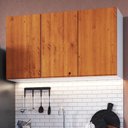 Ver imagem 1 de Armário Aéreo 120cm 3 Portas Madeira Maciça/MDF Island Preto/Garapa