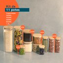 Ver imagem 2 de Kit pote hermético vidro quadrado tampa bambu 11 peças Oikos