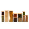 Kit pote hermético vidro quadrado tampa bambu 11 peças Oikos - 1