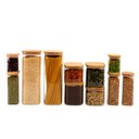 Ver imagem 1 de Kit pote hermético vidro quadrado tampa bambu 11 peças Oikos