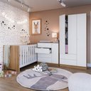 Ver imagem 1 de Conjunto Quarto Infantil Berço 3 em 1 com Cômoda e Guarda Roupas Aconchego 