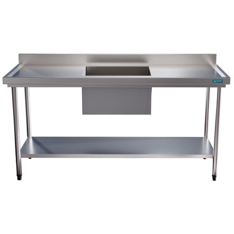 Mesa Pia Aço Inox Uma Cuba 50x40x25 Centro e Prateleira 150x60x90