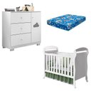 Ver imagem 1 de Berço Americano Danny e Cômoda Infantil Ane Branco Brilho com Colchão Ortobom – Phoenix Baby
