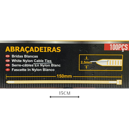 Abraçadeira Nylon Enforca 2,5 X 150mm Kit C/ 100 Lacre Plástico Fixadora Fita Hellerman 15cm Branca - 3