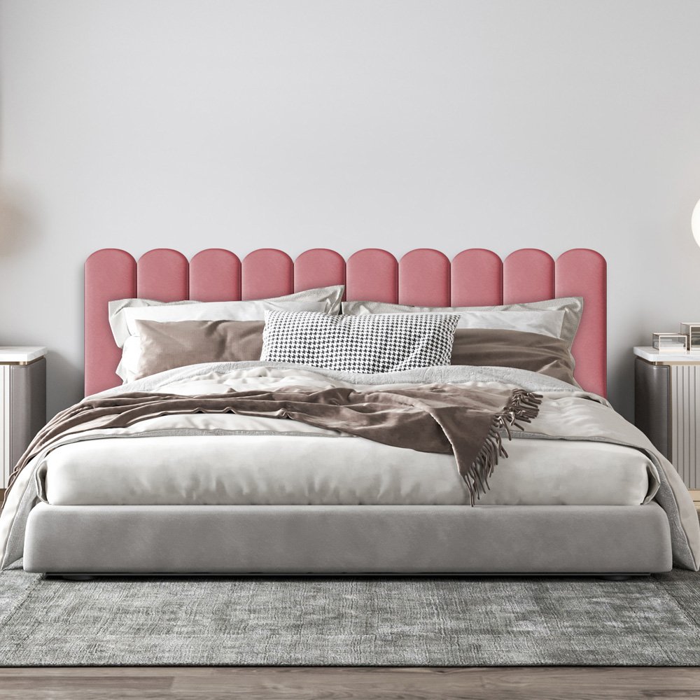 Cabeceira Nuvem Rosa Modular Estofada Para Cama Box Casal - 7 módulos - 3