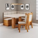 Ver imagem 1 de Conjunto Canto Alemão Baú com Mesa Retangular e 2 Cadeiras Ohio Mel e Bege