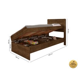 Cama Solteiro Reforçada com Baú Interno Larissa Mdf/mdp Malbec - 2