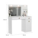 Ver imagem 3 de Penteadeira Camarim Belle com Espelho LED, Gaveta e Prateleira para Quarto Branco