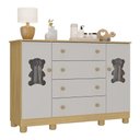 Ver imagem 2 de Cômoda Infantil 125cm 2 Portas com Vidro e 4 Gavetas Fofura Multimóveis Mp4485 Madeirado/off White