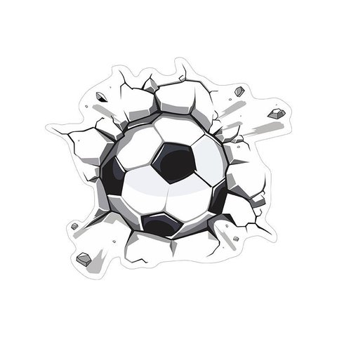 Adesivo Parede Bola Futebol Efeito 3d Quebrando Parede