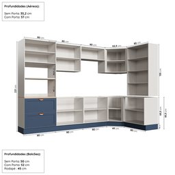 Cozinha Modulada 9 Peças sem Tampo 4 Aéreos 4 Balcões e Torre Quente Arizona CabeCasa MadeiraMadeira - 4