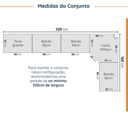 Cozinha Modulada 9 Peças sem Tampo 4 Aéreos 4 Balcões e Torre Quente Arizona CabeCasa MadeiraMadeira - 3