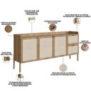 Ver imagem 5 de Aparador Buffet para Sala de Jantar 183cm Pés Madeira Moss A03 Hanover Roble - Lyam Decor