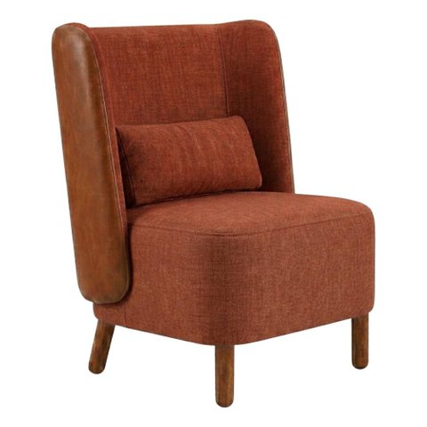 Poltrona Decorativa Verso Pes Madeira Linho Color Trend e Courino Tca 303 Tcs 727 Moll