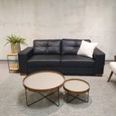 Ver imagem 1 de Sofá Fixo 4 Lugares Moderno de Couro Preto Legítimo para Sala 210cm Domini Madeira - IRIMAR