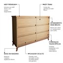 Ver imagem 3 de Cômoda Reforçada para Quarto Londres com 6 Gavetas - Amêndoa