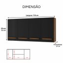 Ver imagem 3 de Armário Cozinha Aéreo 4 Portas Parede 120 x 52 cm Madeira Cor:Savana Preto