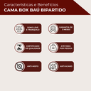 Ver imagem 6 de Cama Box Baú Casal Bipartida com Pistão a Gás - Suede Preto 138x188cm