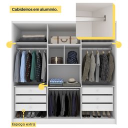 Guarda Roupa Casal 100% Mdf 6 Portas 6 Gavetas com Espelho Fortuna Tcil - 11