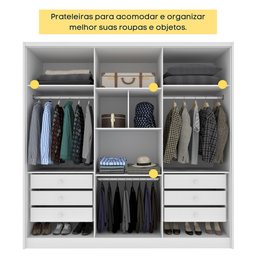 Guarda Roupa Casal 100% Mdf 6 Portas 6 Gavetas com Espelho Fortuna Tcil - 8