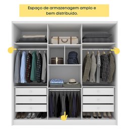 Guarda Roupa Casal 100% Mdf 6 Portas 6 Gavetas com Espelho Fortuna Tcil - 10