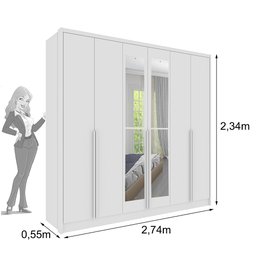Guarda Roupa Casal 100% Mdf 6 Portas 6 Gavetas com Espelho Fortuna Tcil - 2