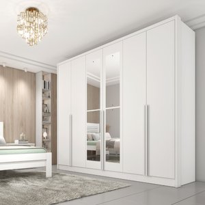 Guarda Roupa Casal 100% Mdf 6 Portas 6 Gavetas com Espelho Fortuna Tcil