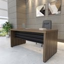 Ver mais imagens de Escrivaninha Mesa Escritório em L Elegante Tamburato 158,5cm Marrom/Charuto/Preto Artany