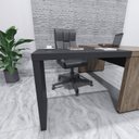 Ver imagem 2 de Escrivaninha Mesa Escritório em L Elegante Tamburato 158,5cm Marrom/Charuto/Preto Artany