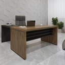 Ver imagem 1 de Escrivaninha Mesa Escritório em L Elegante Tamburato 158,5cm Marrom/Charuto/Preto Artany