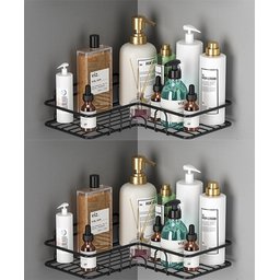 Suportes Porta Shampoo Cosméticos de Canto Kit Com 2 - 1 Suportes Porta Shampoo Cosméticos de Canto Kit Com 2 - 1