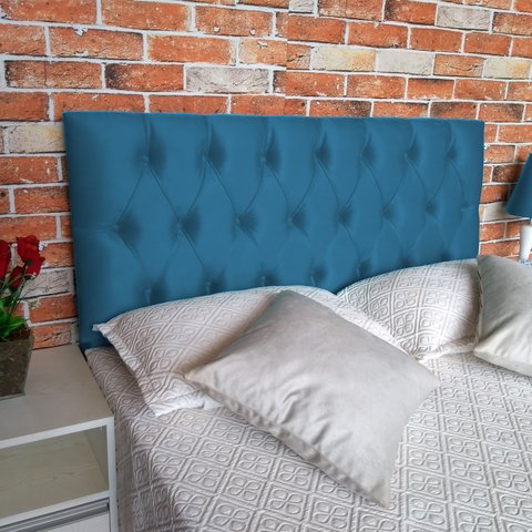 Cabeceira Painel Estofada Luna Suede Liso Azul Royal 90X80 Rbl