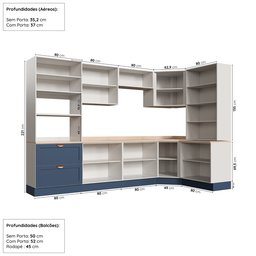 Cozinha Modulada 9 Peças com Tampo 4 Aéreos 4 Balcões e Torre Quente Arizona CabeCasa MadeiraMadeira - 4