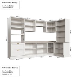 Cozinha Modulada 9 Peças com Tampo 4 Aéreos 4 Balcões e Torre Quente Arizona CabeCasa MadeiraMadeira - 4