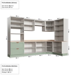 Cozinha Modulada 9 Peças com Tampo 4 Aéreos 4 Balcões e Torre Quente Arizona CabeCasa MadeiraMadeira - 4