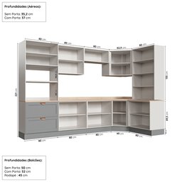 Cozinha Modulada 9 Peças 1 Tampo Aéreos Balcões e 1 Torre Quente Arizona CabeCasa MadeiraOriginals - 4 Cozinha Modulada 9 Peças 1 Tampo Aéreos Balcões e 1 Torre Quente Arizona CabeCasa MadeiraOriginals - 4