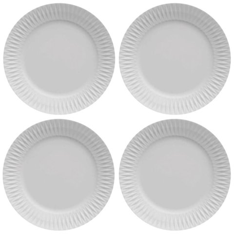 Kit 4 Pratos Rasos Porcelana Branca 26,5cm Germer Mesa Posta Restaurante