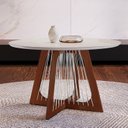 Ver imagem 1 de Mesa para Sala de Jantar 4 Lugares Redonda Tampo Vidro/MDF Cìtara Yescasa