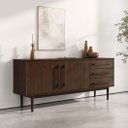 Ver imagem 3 de Armário Buffet Aparador Minimalista 2 Portas 3 Gav 170cm Cor Imbuia Tecca Idimex