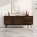 Ver imagem 1 de Armário Buffet Aparador Minimalista 2 Portas 3 Gav 170cm Cor Imbuia Tecca Idimex