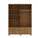 Ver imagem 2 de Conjunto Quarto Ouro: Guarda-roupa 4 Portas, Cama Casal, Cômoda Sapateira e 2 Mesas Cabeceiras Freij